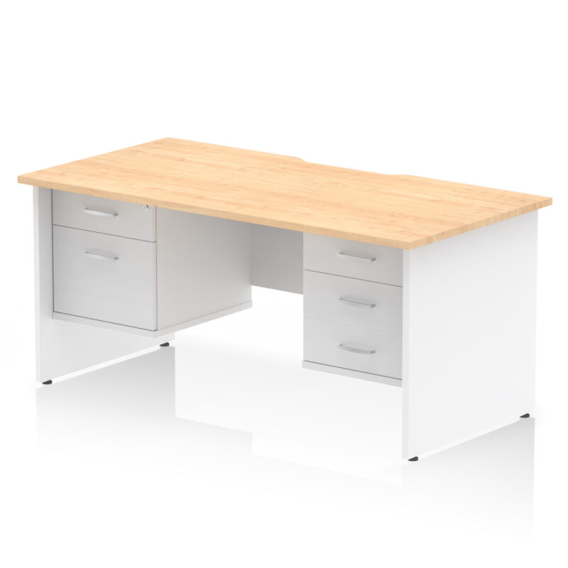 Impulse Scalloped Edge 1600mm Panel End Straight Desk With Two Fixed Pedestal - Image 12