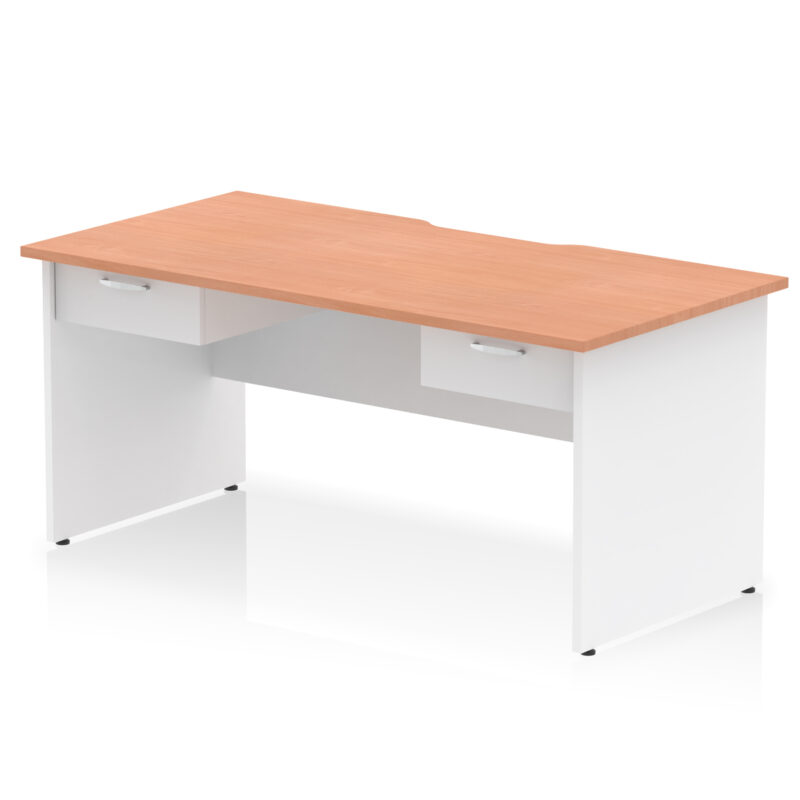Impulse Scalloped Edge Panel End Straight Desk Frame With Two One Drawer Fixed Pedestals - Image 8