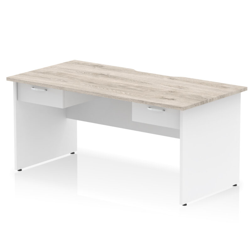 Impulse Scalloped Edge Panel End Straight Desk Frame With Two One Drawer Fixed Pedestals - Image 9
