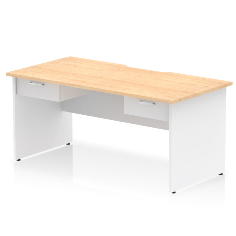 Impulse Scalloped Edge Panel End Straight Desk Frame With Two One Drawer Fixed Pedestals - Image 10