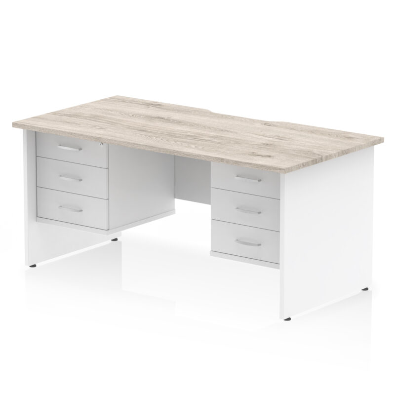 Impulse Scalloped Edge 1600mm Panel End Straight Desk With Two Fixed Pedestal - Image 33