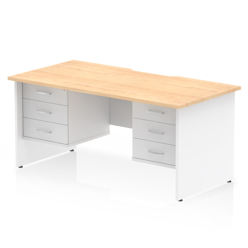 Impulse Scalloped Edge 1600mm Panel End Straight Desk With Two Fixed Pedestal - Image 34